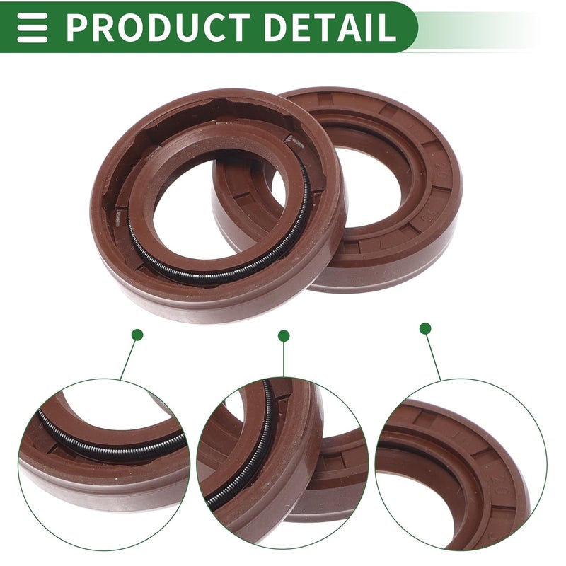 HEROFFIX Universal Oil Seal TC Double Lip W Steel Spring Seal Ring Rotary Shaft Seal 20x35x7mm High Pressure FKM Rubber Brown 5 Pcs - Image 5